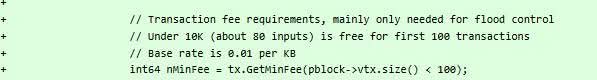 Satoshi wanted the 1st 100 transaction to be free